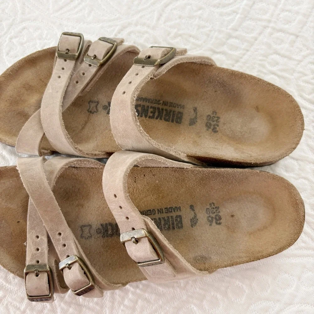 Birkenstock Franca Strappy Oiled Leather Sandals, Tan‎ Sz 36 US 5